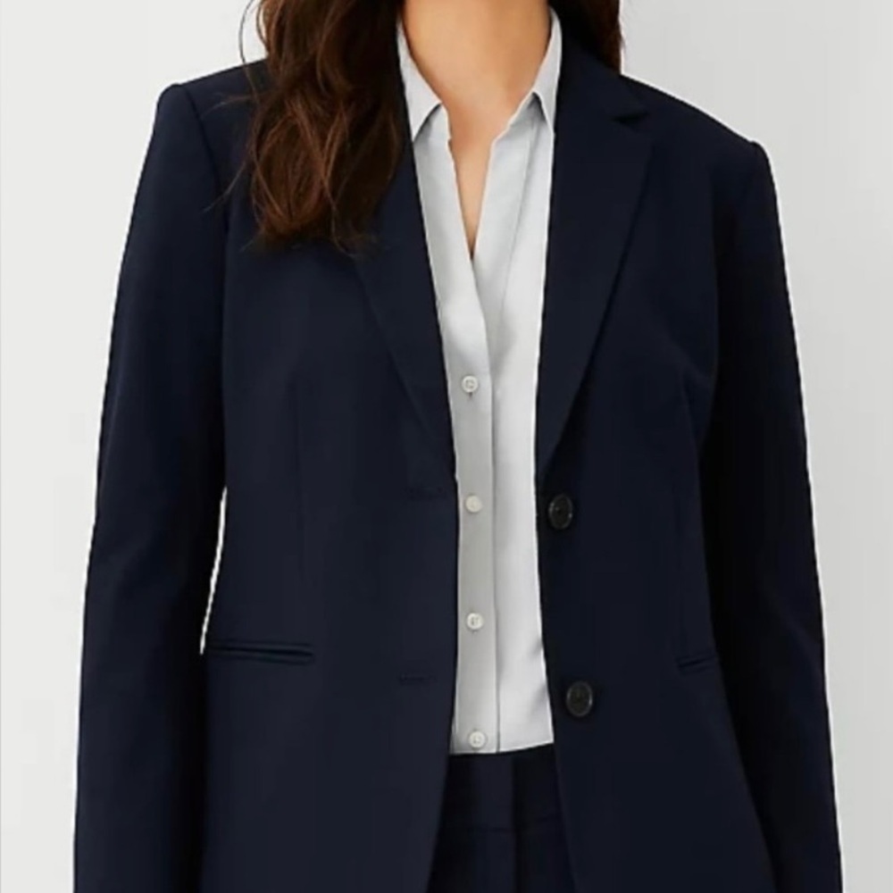 Ann Taylor Navy Single-Breasted Blazer